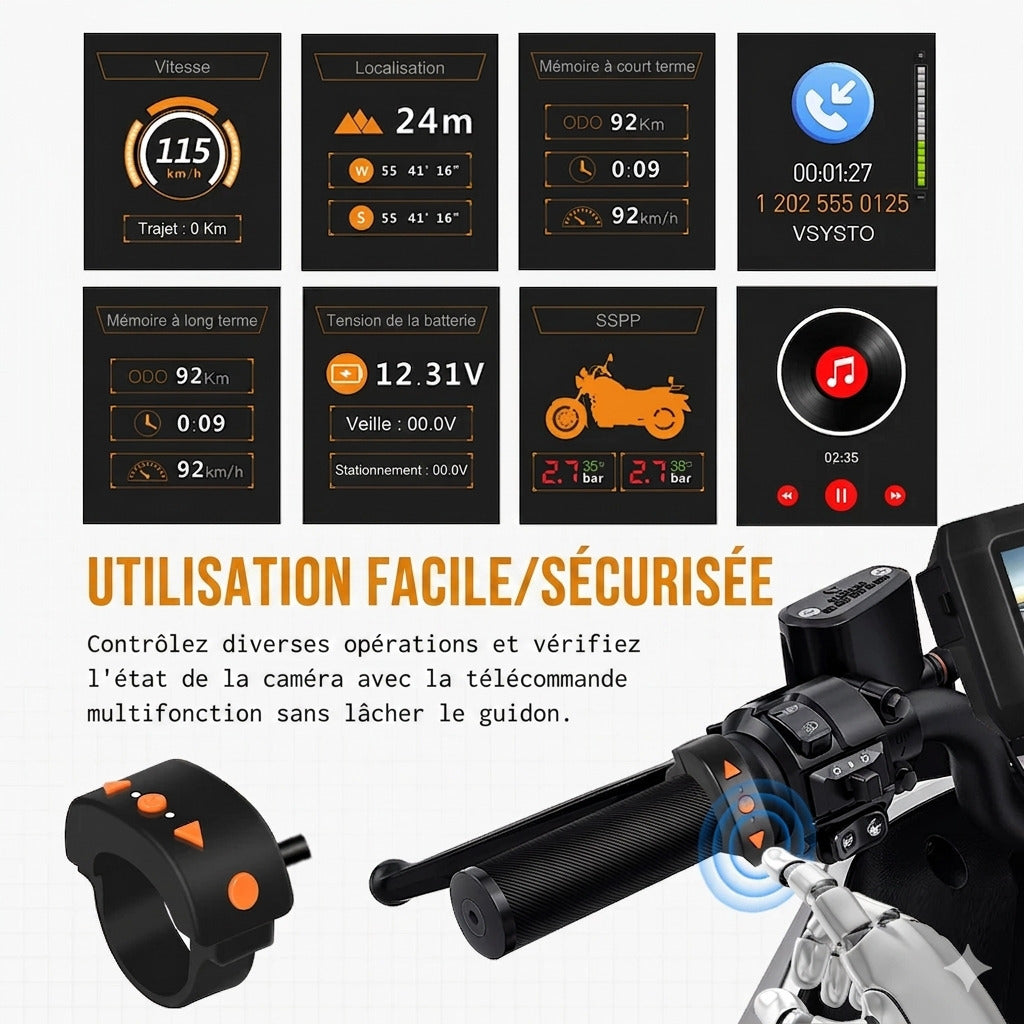 Dashcam Moto Double Caméra 1080P — Vision Nocturne, WiFi & Bluetooth