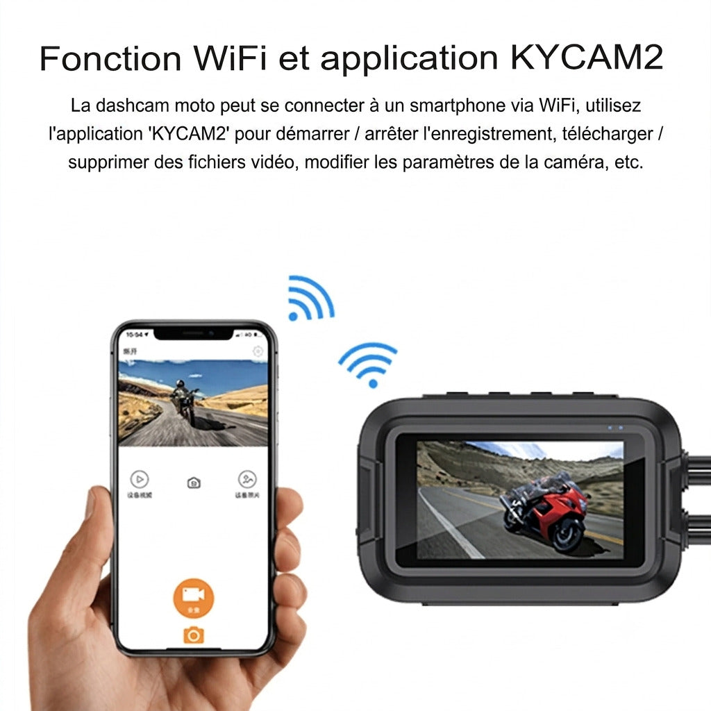 Dashcam Moto Full HD Dual 1080P, GPS & Étanche IP66