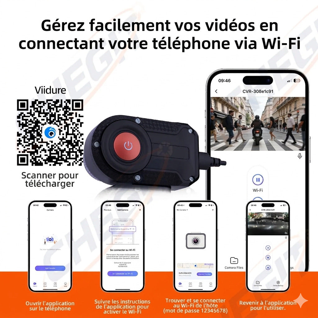 Dashcam Moto 2K — Vision Nocturne, WiFi & Boîtier Étanche