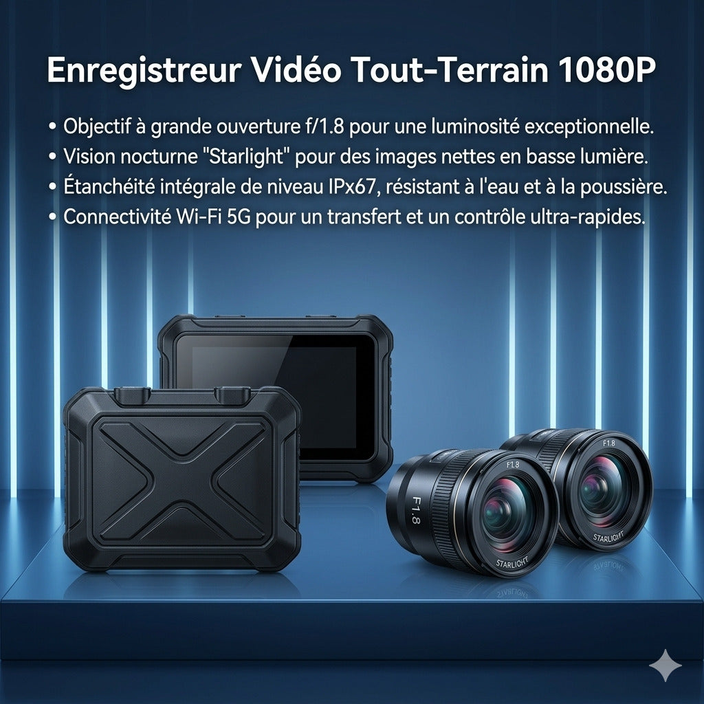 Dashcam Moto 1080P — Double Caméra 160°, Étanche & Enregistrement Continu