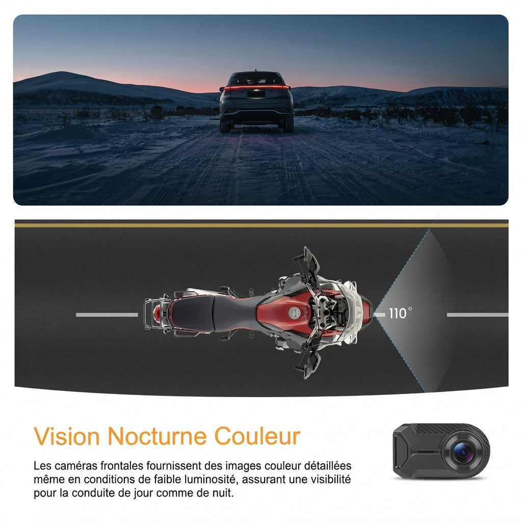 Dashcam Moto 2K — Sans Écran, Étanche IP66