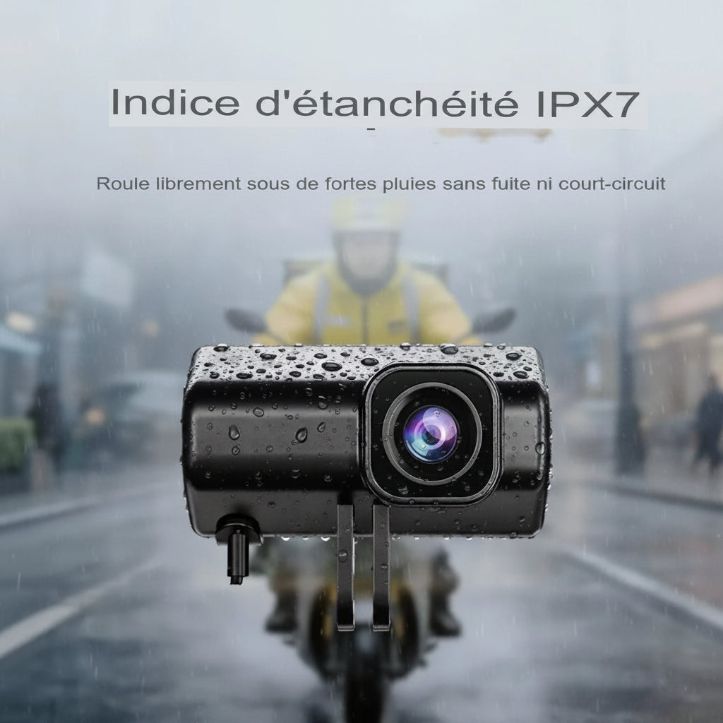 Dashcam Moto 1080P Étanche IP66 — Grand Angle 150°