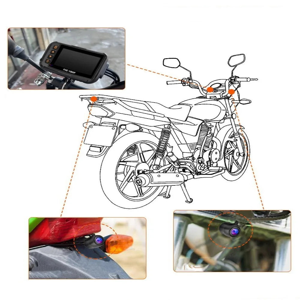 Dashcam Moto Double Caméra — Étanche IP67, Écran 3" & Enregistrement HD