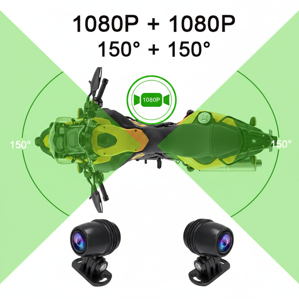 Dashcam Moto Double 1080P — GPS Intégré & Étanche IP67