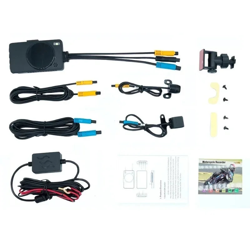 Dashcam Moto Double Caméra Avant/Arrière avec Détection de Choc et Enregistrement en Boucle