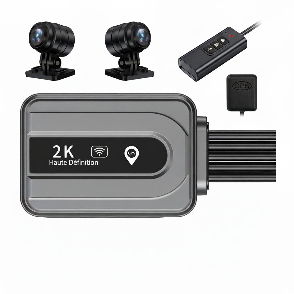 Dashcam Moto Double Caméra 1080P — WiFi, Vision Nocturne & GPS Externe
