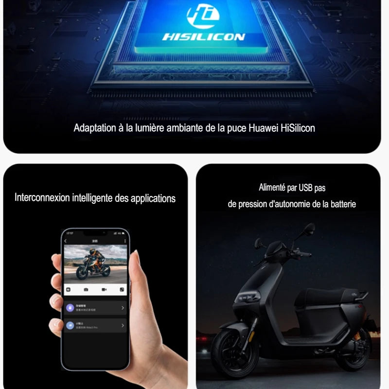 Dashcam Moto 1080P Étanche IP66 — Grand Angle 150°