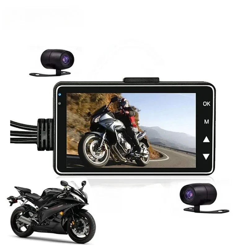 Dashcam Moto Double Caméra Avant/Arrière avec Détection de Choc et Enregistrement en Boucle