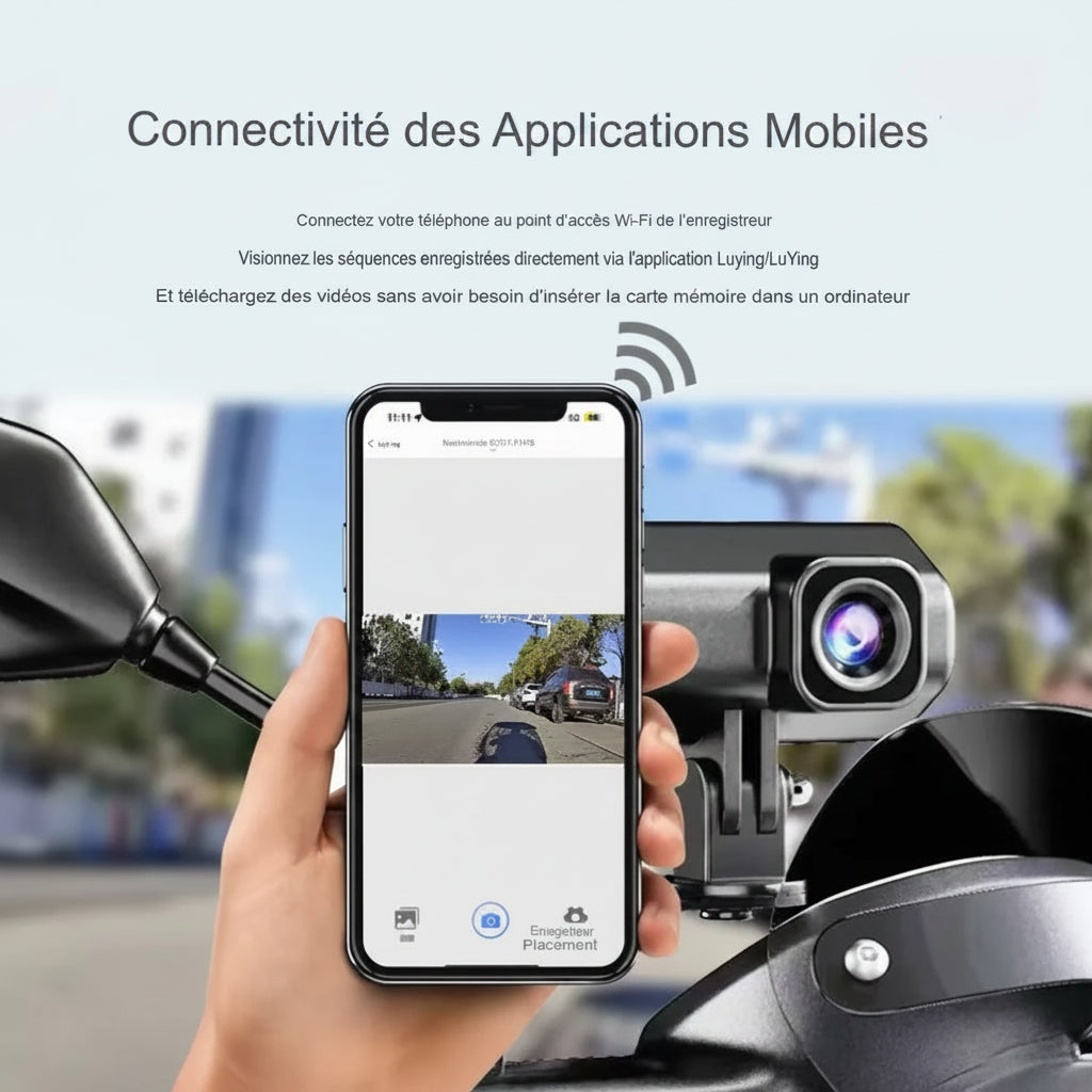 Dashcam Moto 1080P Étanche IP66 — Grand Angle 150°