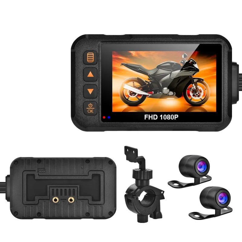 Dashcam Moto Double Caméra — Étanche IP67, Écran 3" & Enregistrement HD