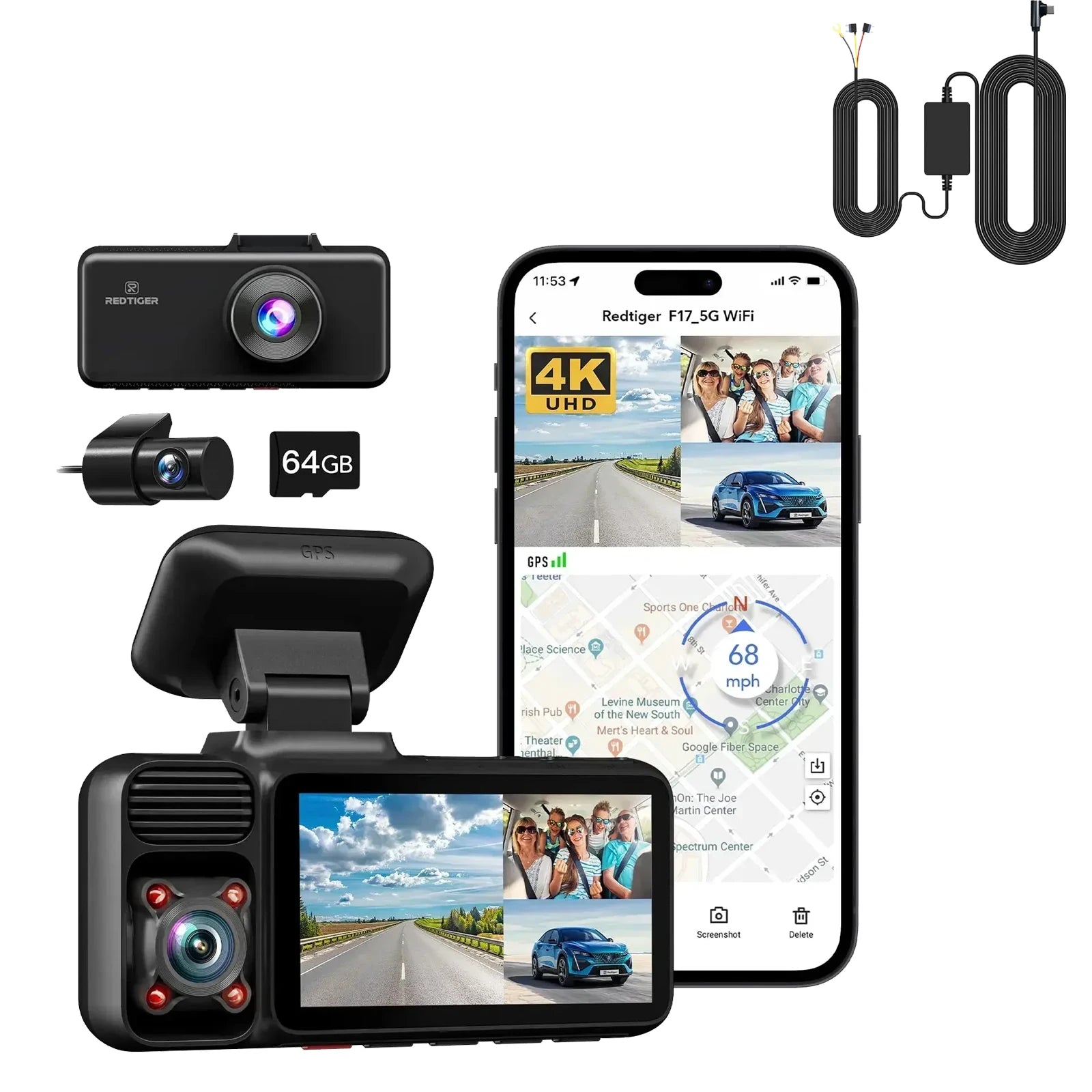 Dashcam Voiture 4K — 3 Caméras, GPS Intégré & Vision Nocturne Sony