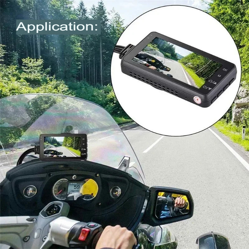 Dashcam Moto Double Caméra Avant/Arrière avec Détection de Choc et Enregistrement en Boucle