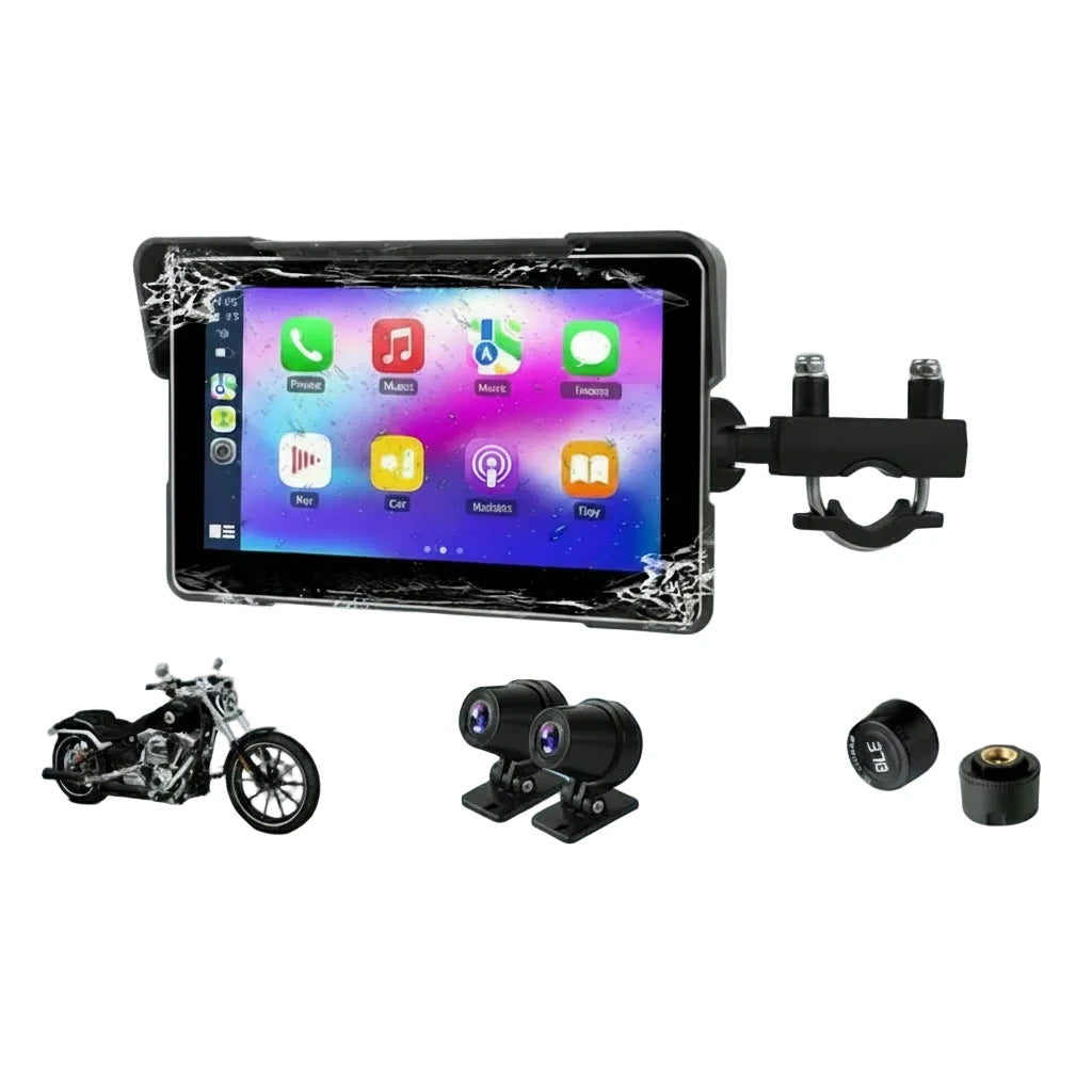 Dashcam Moto 720p — Double Caméra, Vision Nocturne & CarPlay Sans Fil