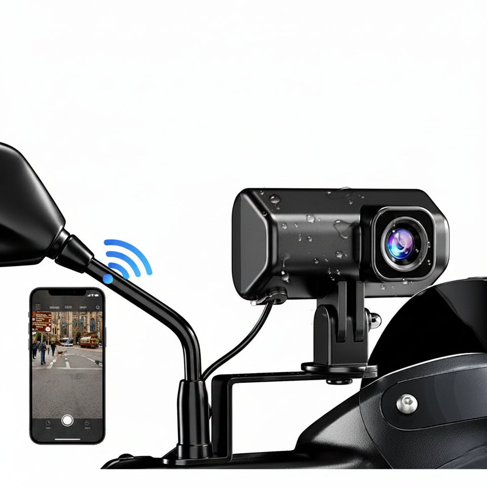 Dashcam Moto 1080P Étanche IP66 — Grand Angle 150°