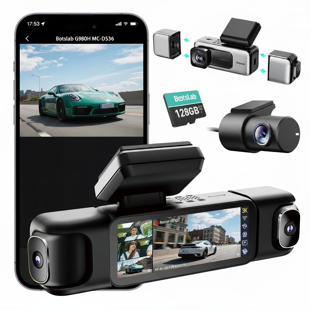 Dashcam Voiture 4K 4 Caméras 560° — Vision Nocturne, GPS