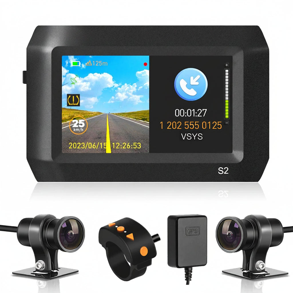 Dashcam Moto Double Caméra 1080P — Vision Nocturne, WiFi & Bluetooth