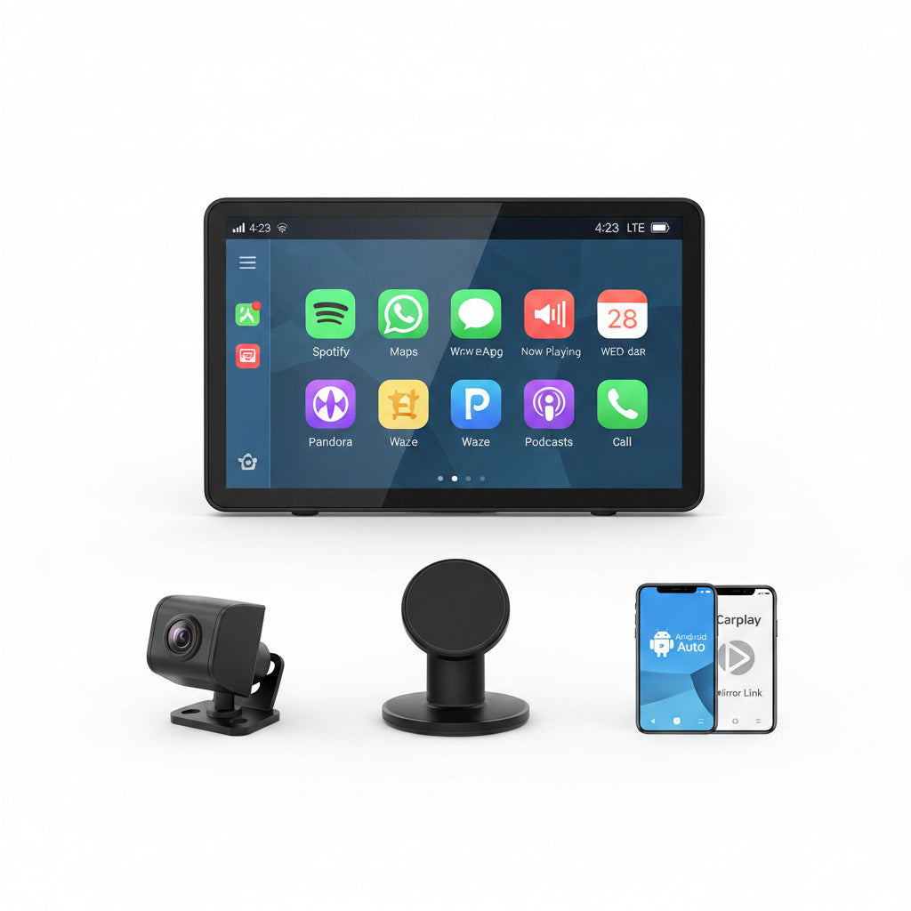Dashcam Voiture 4K 10,26" CarPlay Sans Fil avec Caméra Arrière et GPS