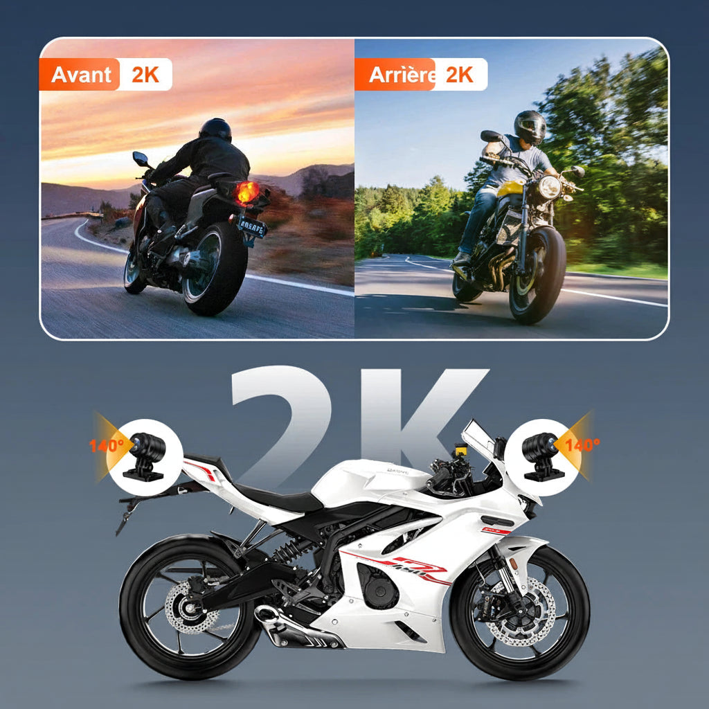 Dashcam Moto Double Caméra 1080P — WiFi, Vision Nocturne & GPS Externe