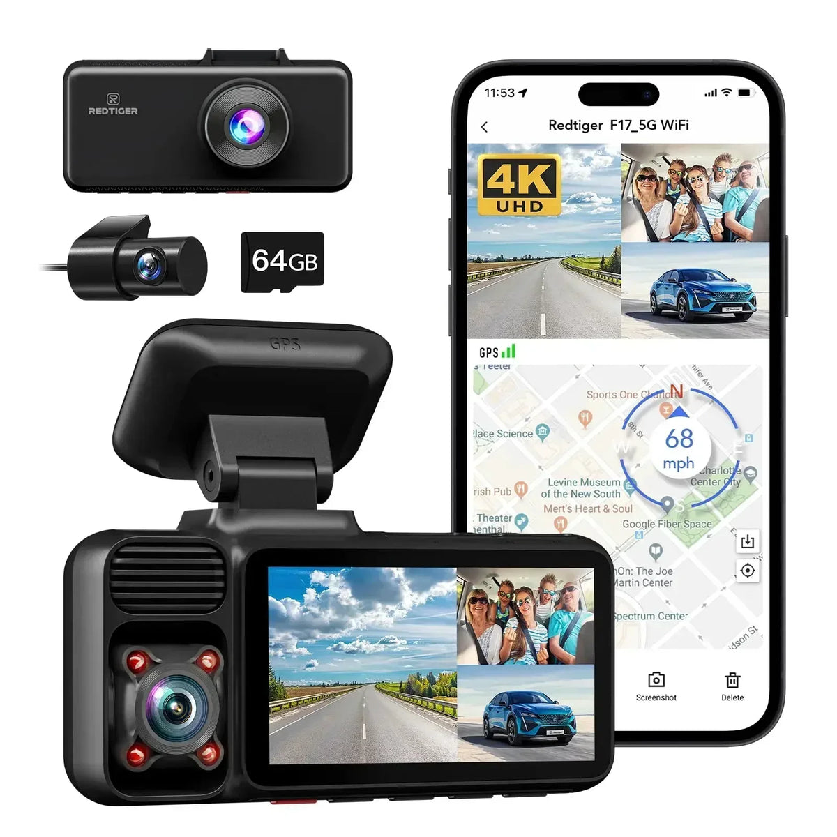 Dashcam Voiture 4K — 3 Caméras, GPS Intégré & Vision Nocturne Sony