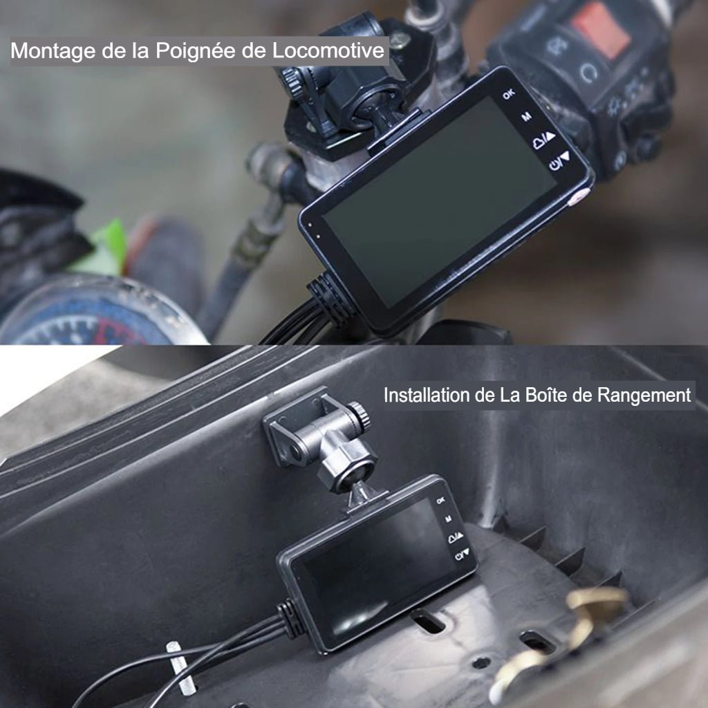 Dashcam Moto 720P — Double Caméra, Enregistrement en Boucle & Objectif Waterproof