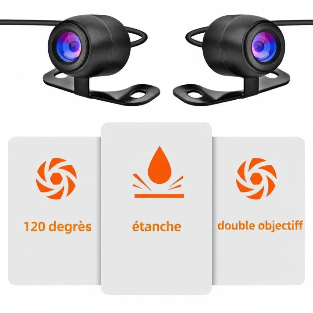 Dashcam Moto Double Caméra — Étanche IP67, Écran 3" & Enregistrement HD