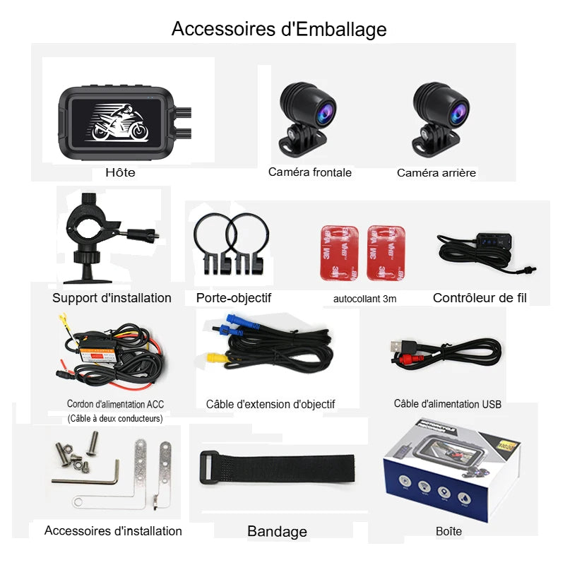 Dashcam Moto Double 1080P — GPS Intégré & Étanche IP67
