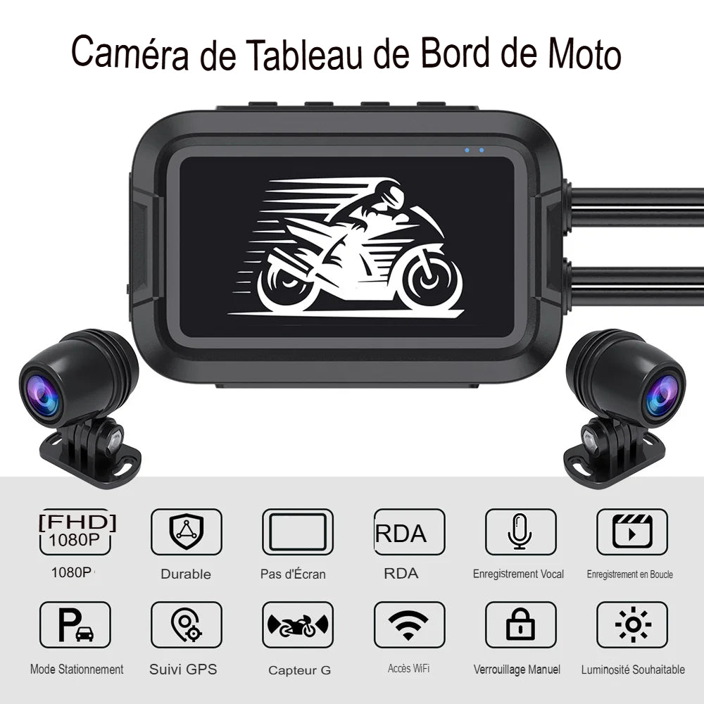 Dashcam Moto Double 1080P — GPS Intégré & Étanche IP67