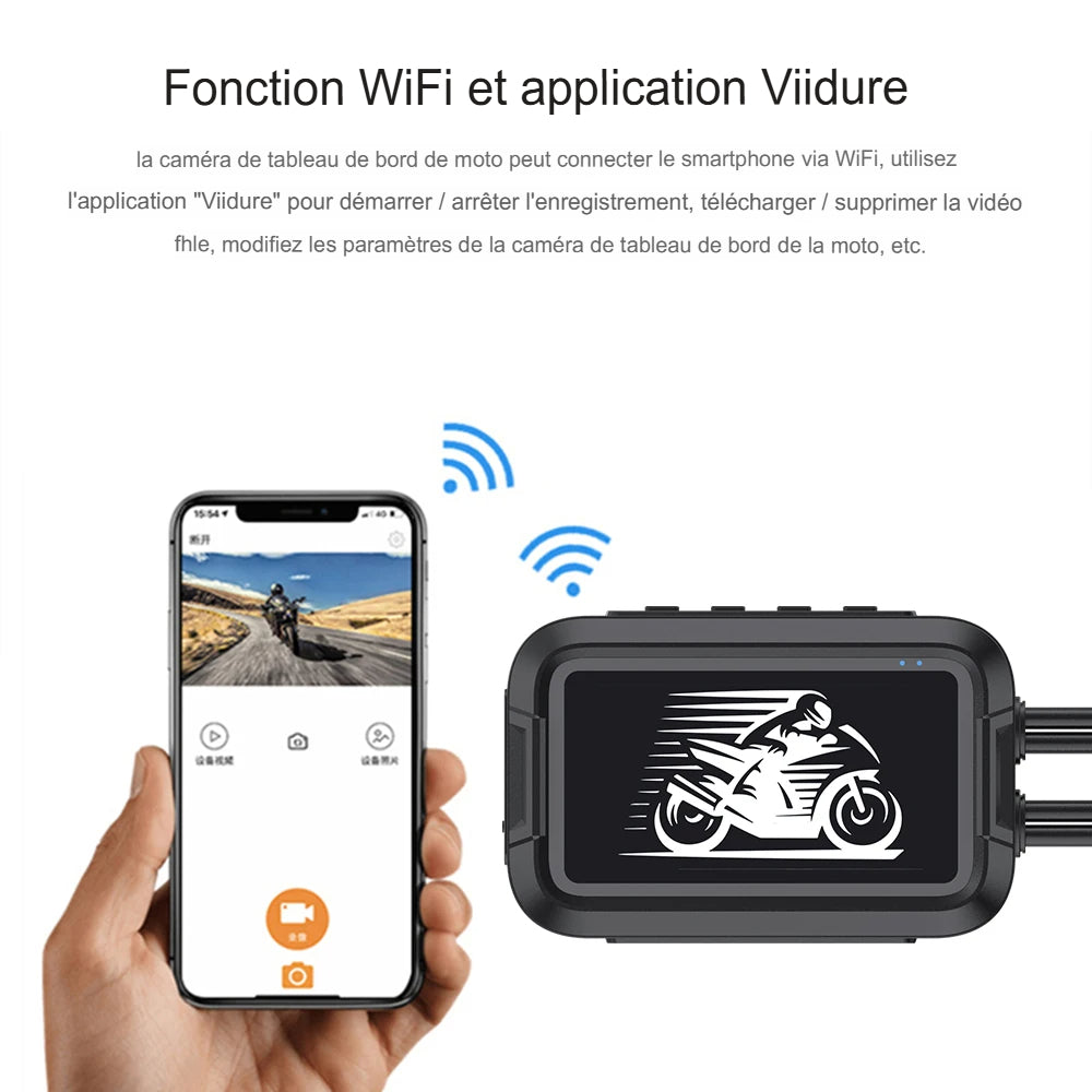 Dashcam Moto Double 1080P — GPS Intégré & Étanche IP67