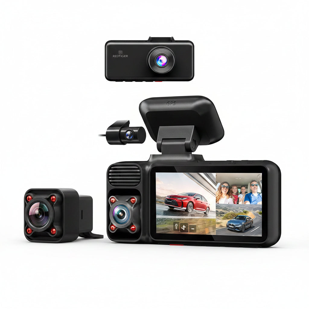 Dashcam Voiture 4K UHD — Triple Caméra, Vision Nocturne & GPS