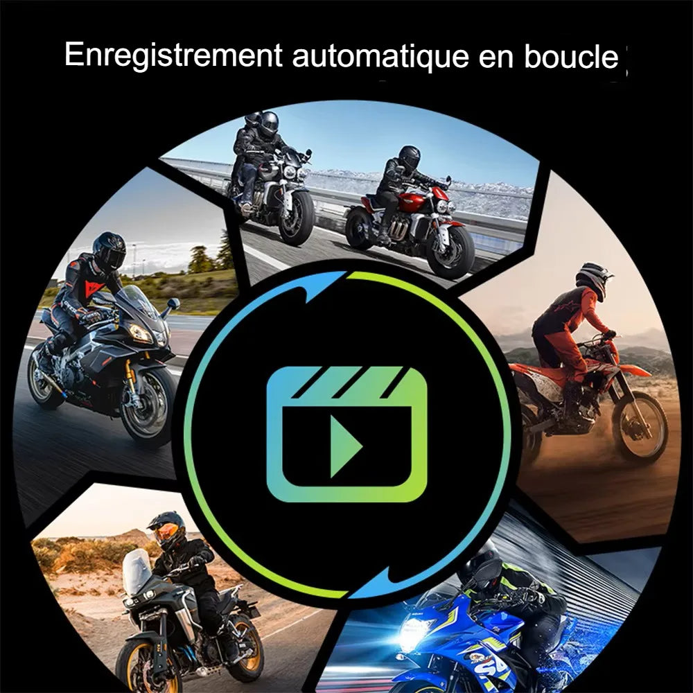 Dashcam Moto Double Objectif 1080P — Étanche IPX67, WiFi & Vision Nocturne