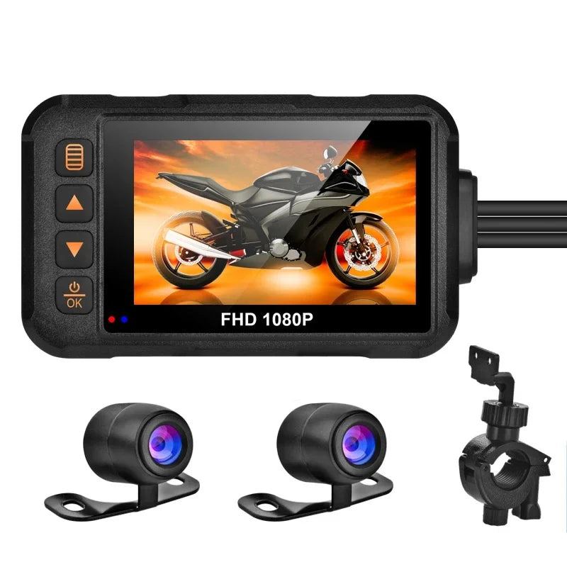Dashcam Moto Double Caméra 720P — Étanche IPx67, Vision Nocturne & GPS