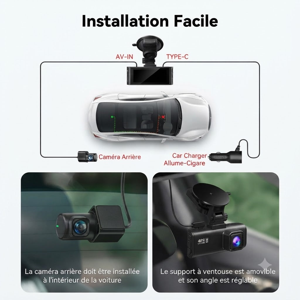 Dashcam Voiture 4K Ultra HD — GPS & Vision Nocturne