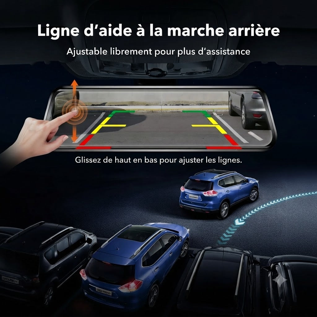 Dashcam Voiture Miroir 4K — Caméra Arrière, GPS & Vision Nocturne