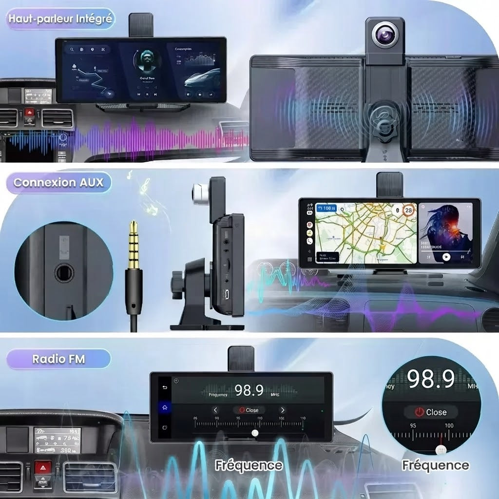 Dashcam Voiture 4K Écran Tactile 10.26" — CarPlay Sans Fil & Vision Nocturne