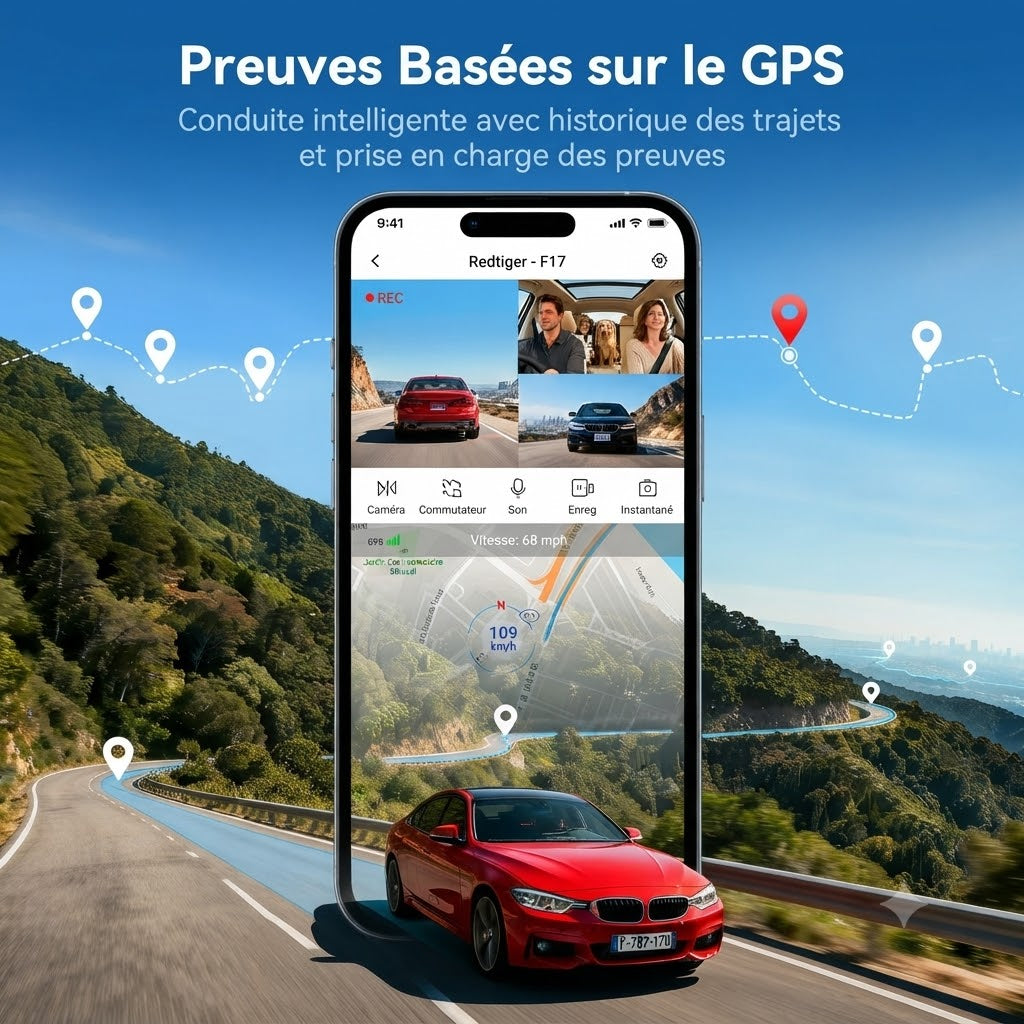 Dashcam Voiture 4K UHD — Triple Caméra, Vision Nocturne & GPS