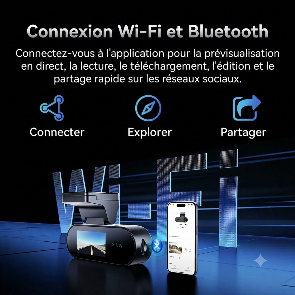 Dashcam Voiture 4K Ultra HD, Vision Nocturne et Alerte ADAS