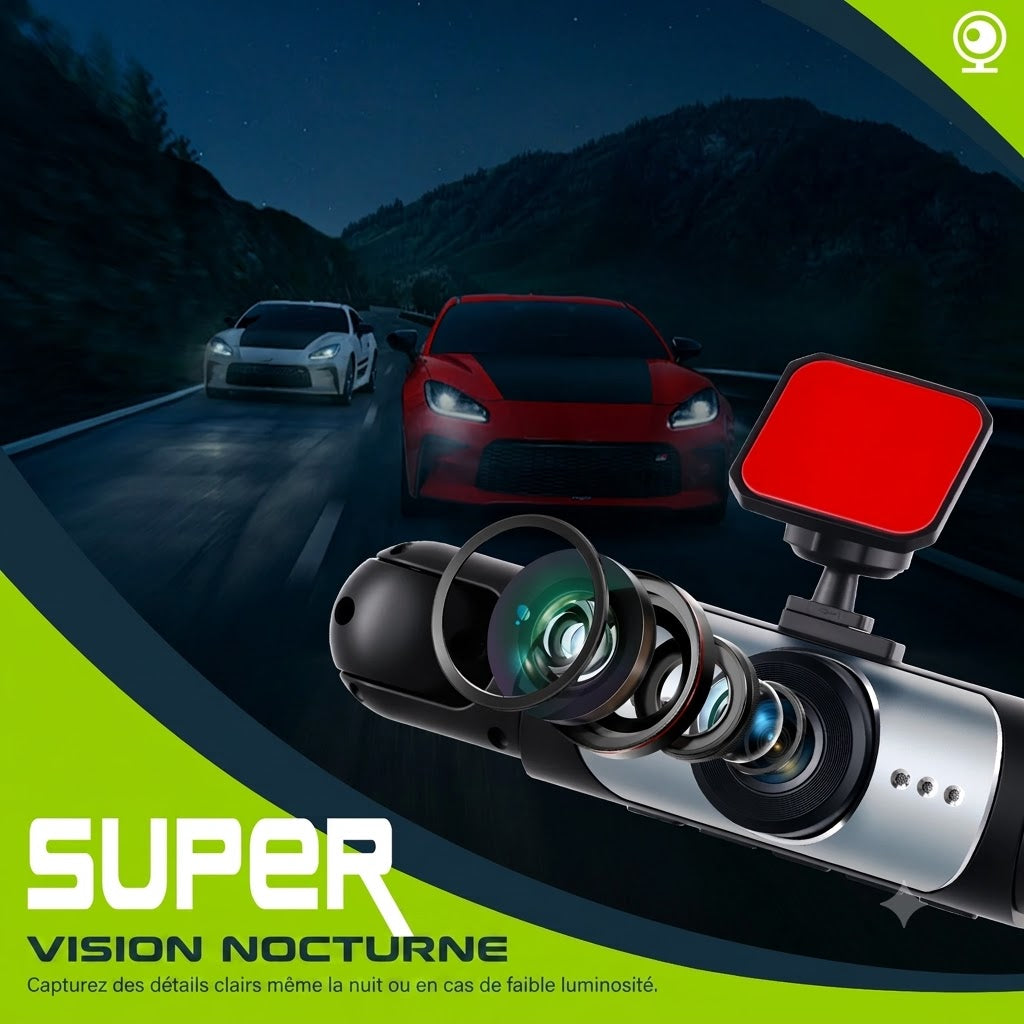 Dashcam Voiture 4 Caméras 1080P — Vision Nocturne, Aide au Recul & 360°